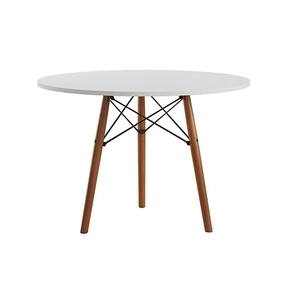 Mesa Eames Eiffel Tampo Redondo Isabella Mdp 80cm 3 Pés em Madeira Branco