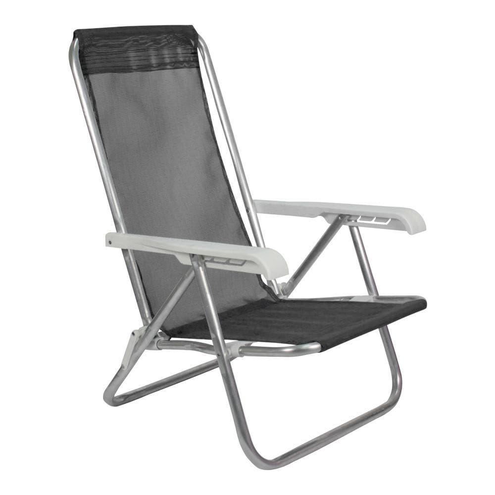 Cadeira Reclinável 4 Posições Aluminio Lazy Sannet Preto Bel