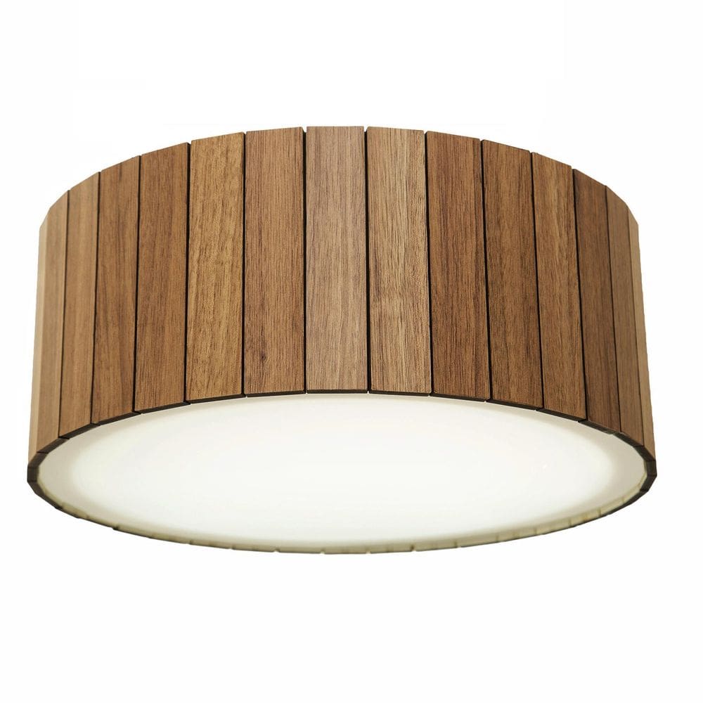 Luminária Decorativa Madeira Plafon Redondo Dunas 35Cm