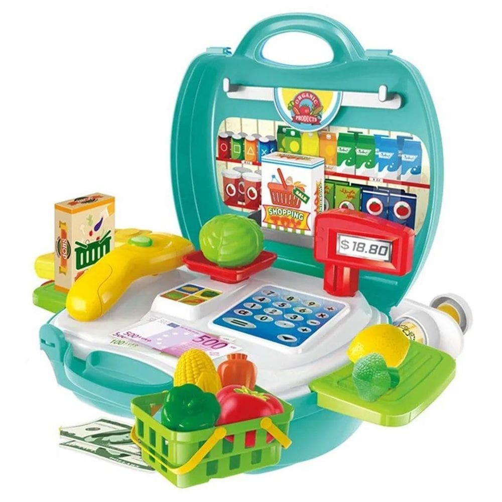 Brinquedo Maleta Kit Hortifrúti Com 23 Pçs Em Plástico Verde