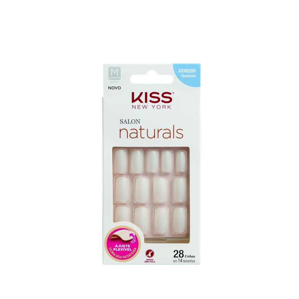 Unhas Postiças Salon Natural Médio Quadrado  Kiss NY