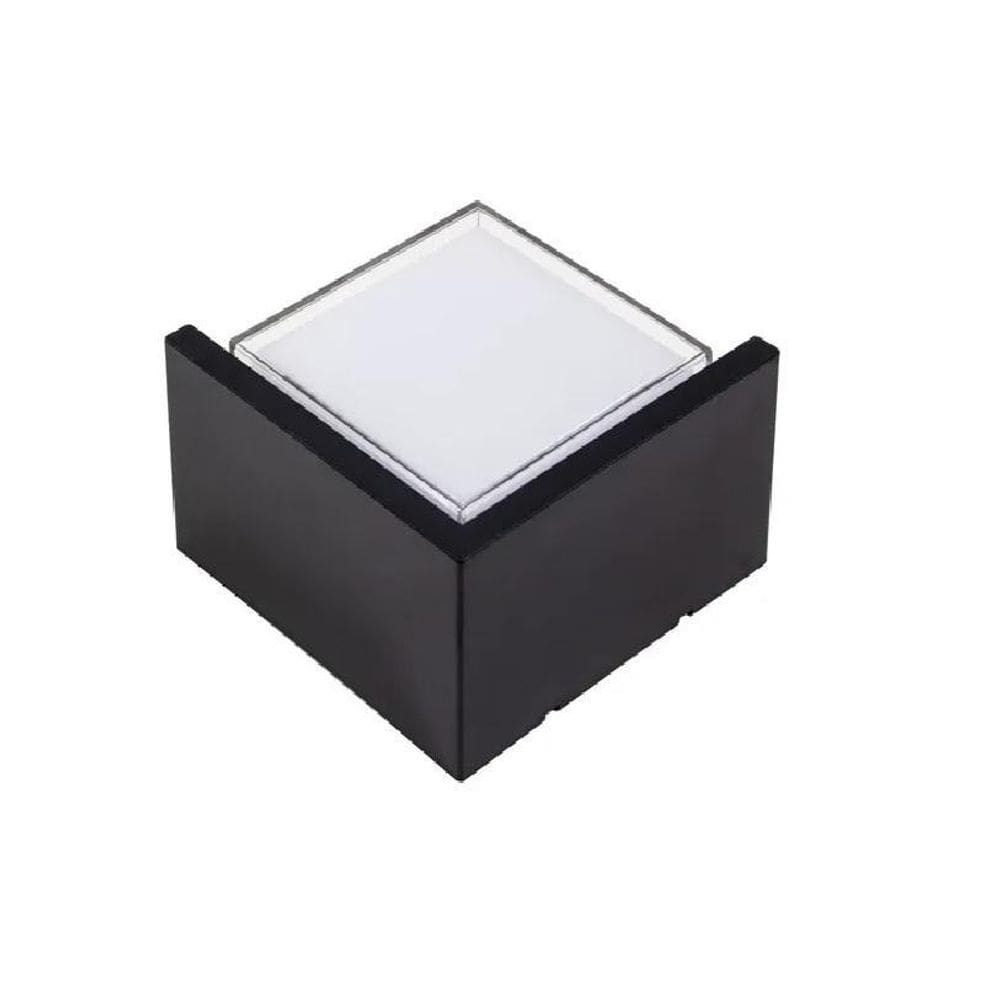 Arandela Iglu Preta Quadrada 13X13Cm 8W 3000K Ip65 Preta