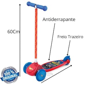 Patinete Skate Hot Wheels 3 Rodas Infantil Alumínio F00551