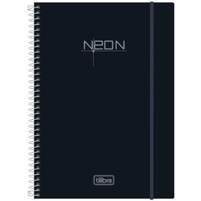 Caderno Espiral Capa Dura 10 Matérias 200 Folhas Neon Preto