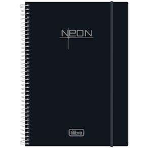 Caderno Espiral Capa Dura 10 Matérias 200 Folhas Neon Preto