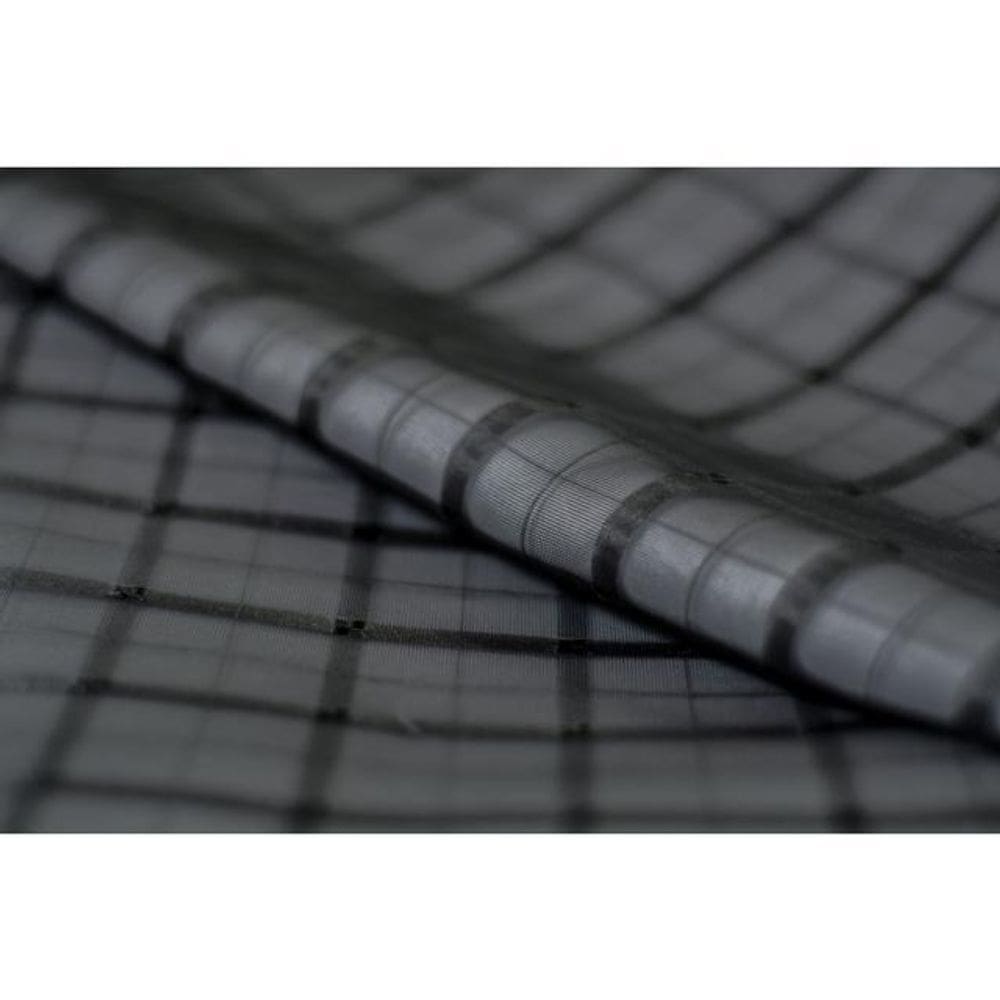 Cortina Quarto Voal Xadrez Preto Com Forro Branco 3,00X2,20