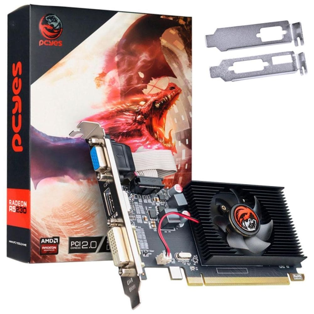 Placa Vídeo Pcyes Radeon R5 230, 2Gb, Gddr3, 64 Bits