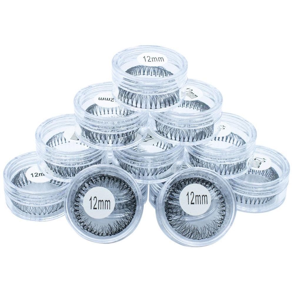 Kit 12 Cílios Tufo No Pote Alongamento Extensão Tufinho 12Mm