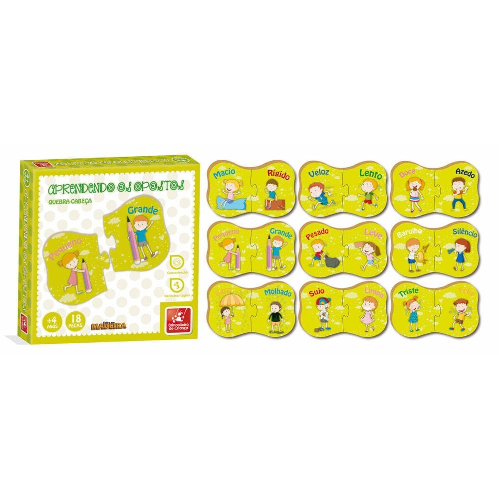 Quebra-Cabeça Aprendendo Os Opostos Em Madeira Bc