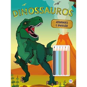 Livro De Atividades Dinossauros Com Lápis Colorir