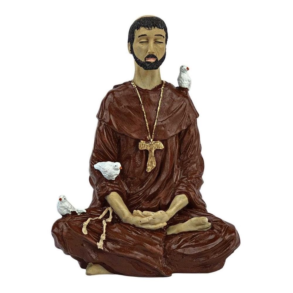 Imagem São Francisco De Assis Meditando Estátua Resina