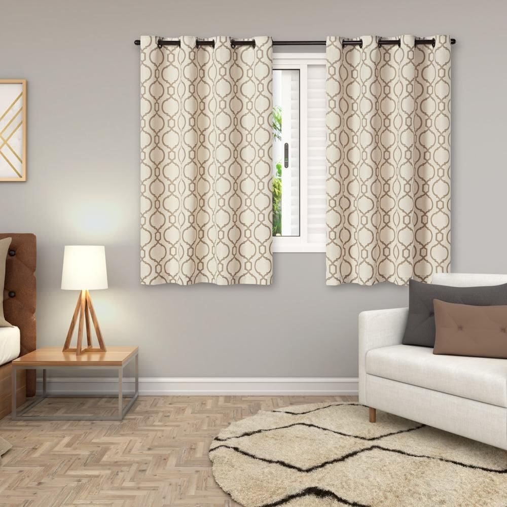 Cortina Rústica Capri Estampada 2,70 M X 1,60 M - Bege