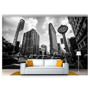 Papel De Parede Cidade Nova York Relogio Rua 6M² Ncd225