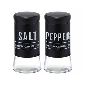 Saleiro e Pimenteiro Manhattan Preto 120ml 2 pçs SLRO019 - Hauskraft