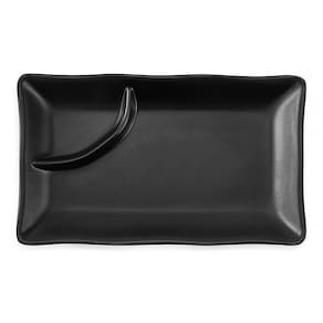 Prato Retangular Sushi Naha em Melamina com porta Shoyu 19x12cm MLNA077PT - Hauskraft