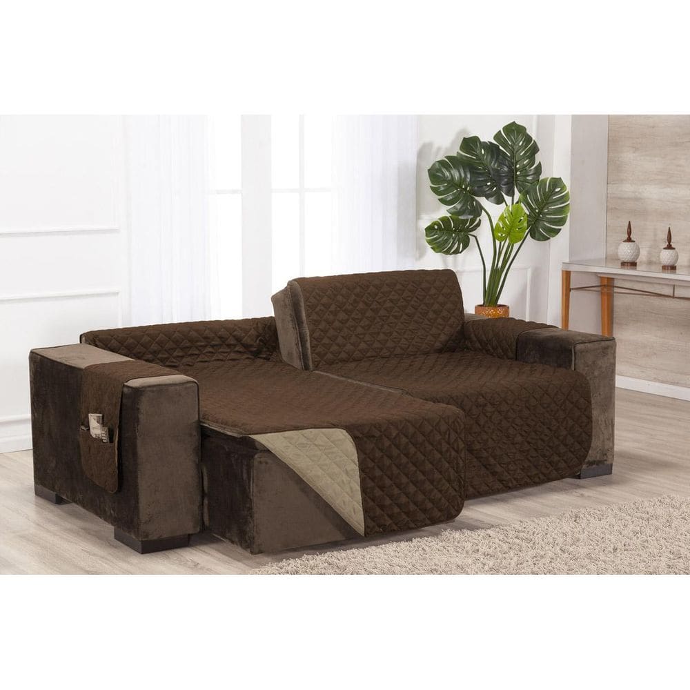 Capa Protetora De Sofá Retrátil 1,80M Dupla Face Tabaco