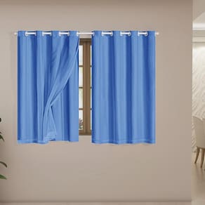 Cortina Blackout Voil 2,00,X1,40 Corta Luz Sala Quarto Azul