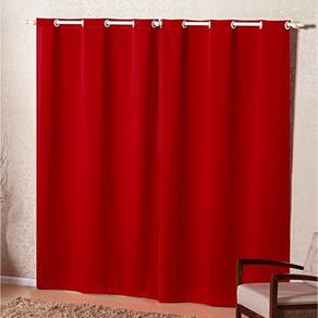 Cortina Roma 2,00 X 1,70 Com Ilhos Oxford Vermelha