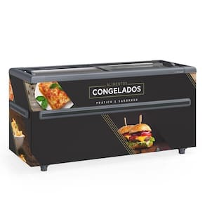 Ilha Congelados Vidro Reto Com Led Ghdi500 Gelopar Expositor 500 Litros Preto 220v
