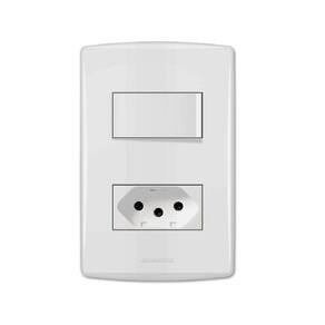 Conjunto Tomada E Interruptor 10A Branca Siena 6084 Alumbra