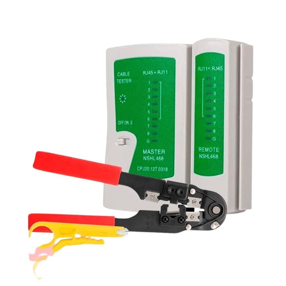 Kit Teste Cabo Rede + Alicate Crimpar Rj11 Rj45 Profissional