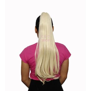 Aplique Rabo De Cavalo Piranha Liso Loiro Pérola 60 Cm Fibra
