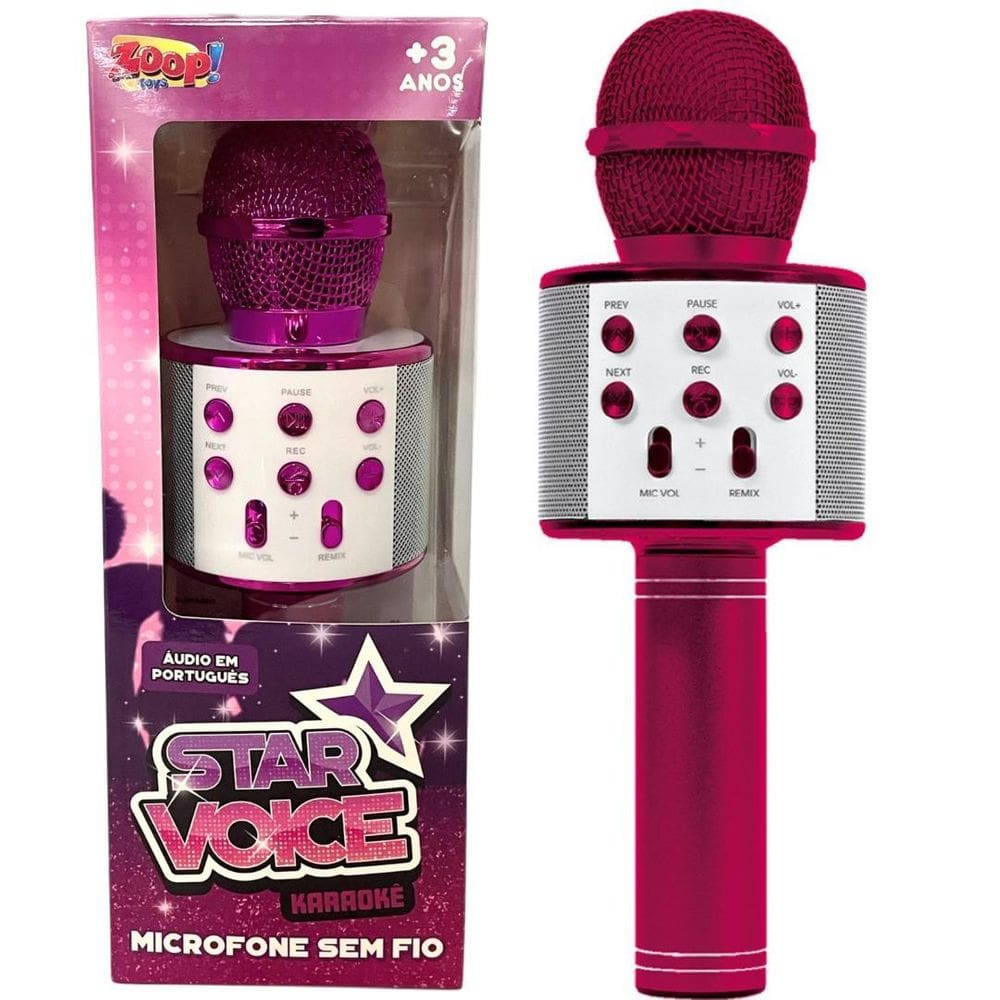 Microfone Sem Fio Bluetooth Karaokê Portátil Usb - Rosa