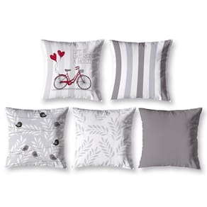 Kit 5 Almofadas Cheias 40X40 Estampadas Vintage Bike Branco