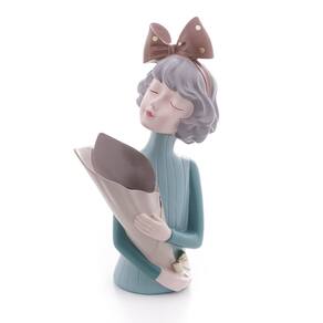 Figura Decorativa Resina Boneca Cachepô 12,5X11X23Cm - Wolff