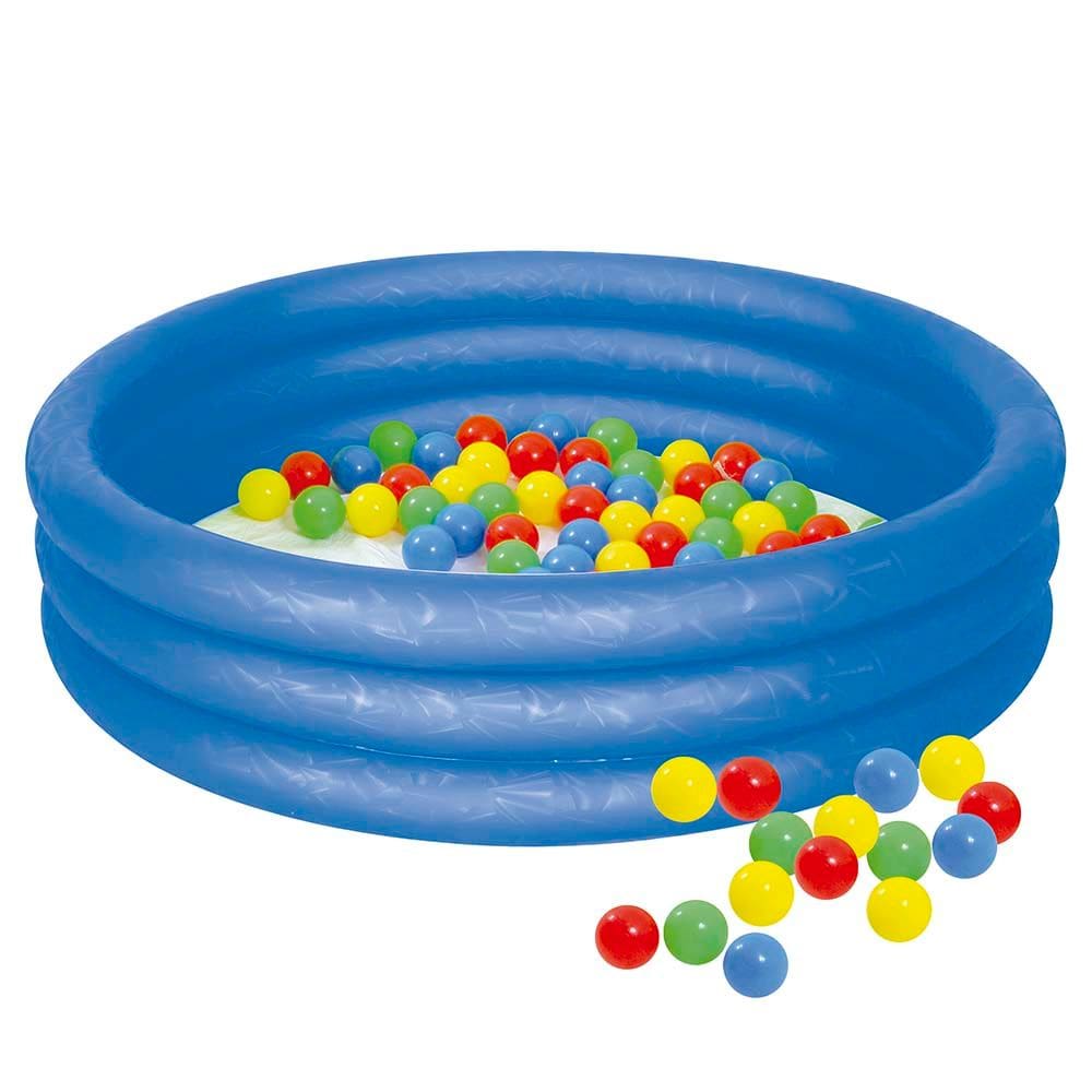 Piscina de Bolinhas Inflável Cor Azul com 100 Bolinhas - Mor