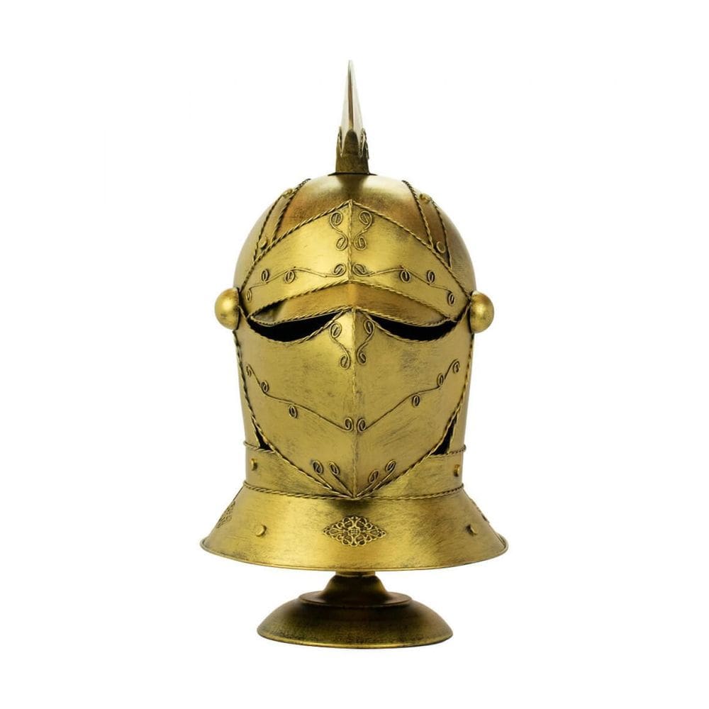 Enfeite Capacete Cavaleiro Medieval Dourado 47X26X30Cm