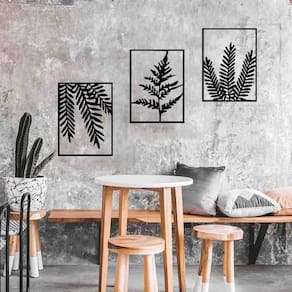 Quadro Decorativo Trio De Folhas Vazadas - Mdf 3Mm 002