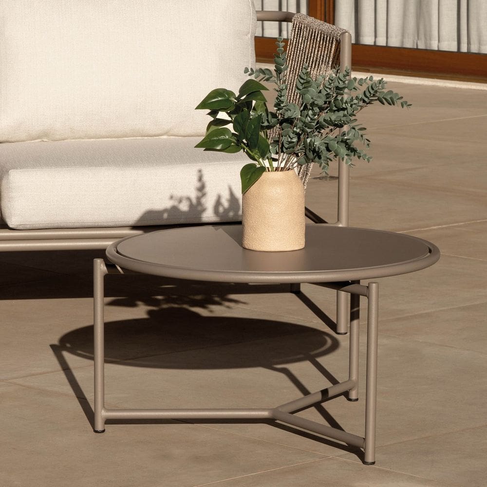 Mesa de Centro Baixa Ø60cm Refúgio Cabecasa Madeiramadeira Champanhe Micro