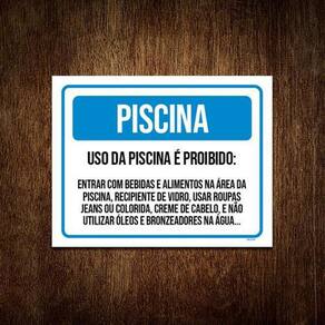 Placa Sinalização - Uso Da Piscina Regras Condomínio 27X35