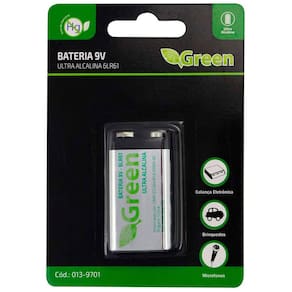 Bateria Ultra Alcalina 9V 6Lr61 Modelo 013-9701 Marca Green
