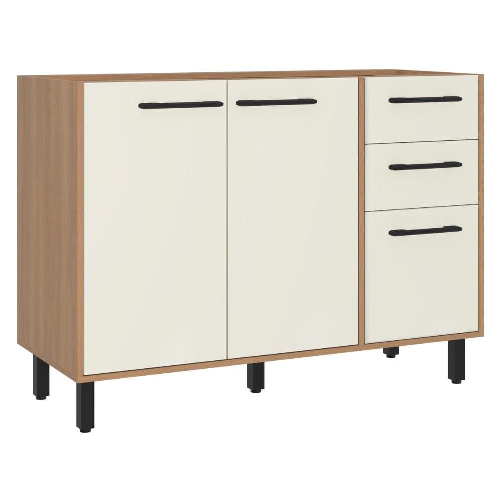 Balcão de Cozinha Gabinete Pia 120cm 3 Portas e 2 Gavetas Havana Multimóveis CR20310