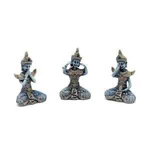 Trio De Budas Sábios Surdo, Cego E Mudo 14 Cm Bege Resina