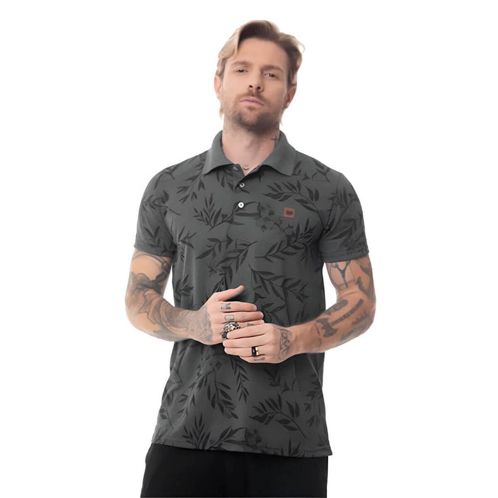 Polo Masculina Yellowl Full Floral