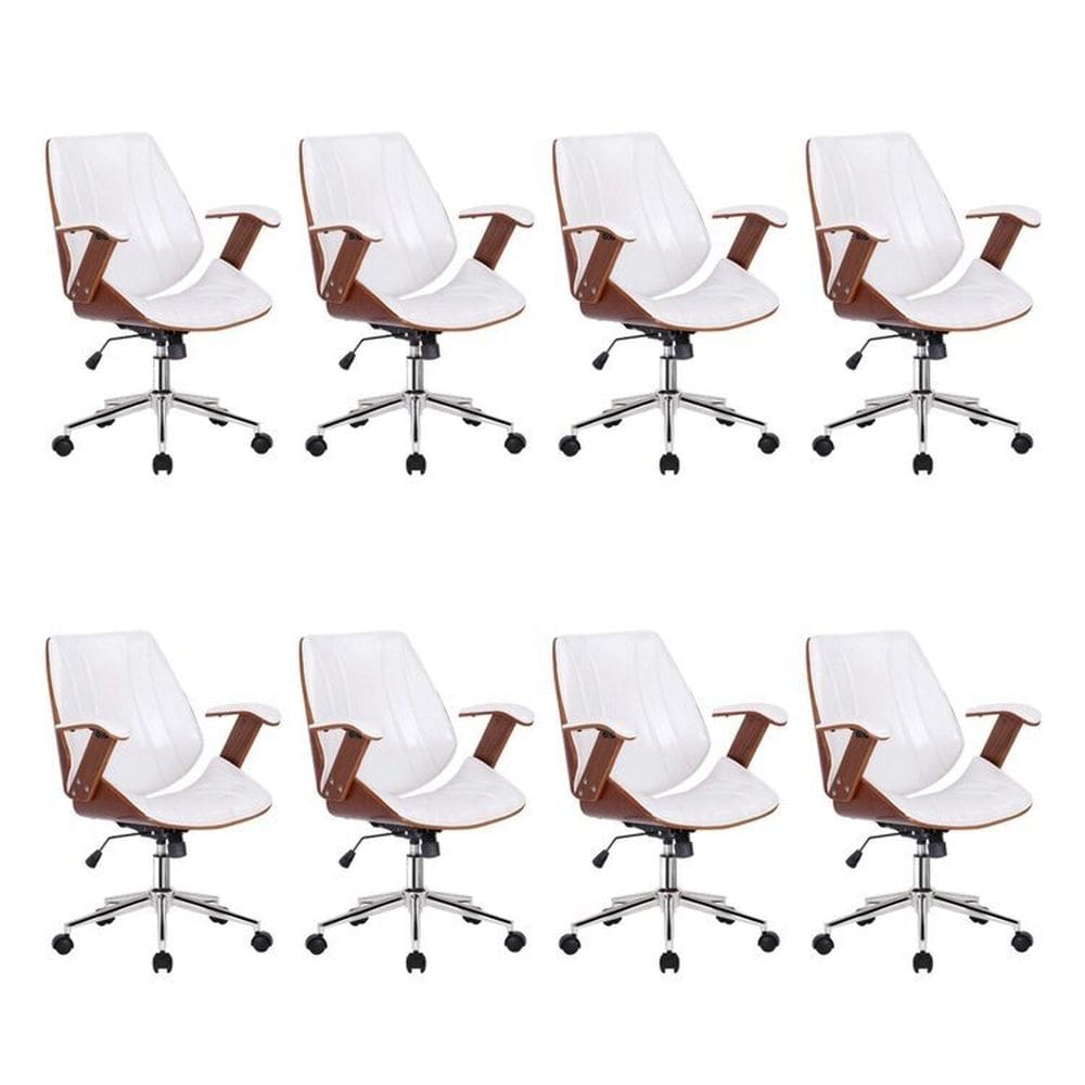 Kit 8 Cadeiras Escritório Diretor Giratória Kopenhagen Branco