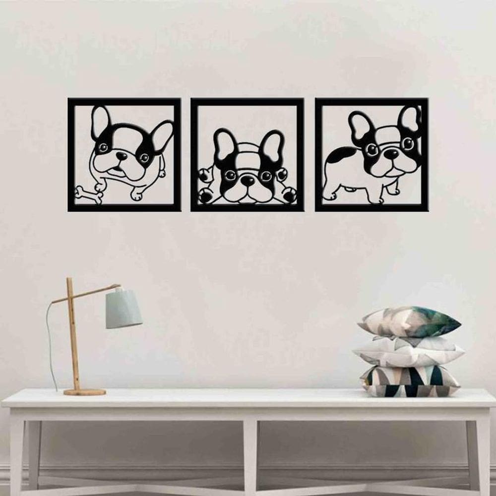 Quadro Decorativo Cachorrinhos Vazado - Mdf 3Mm 003