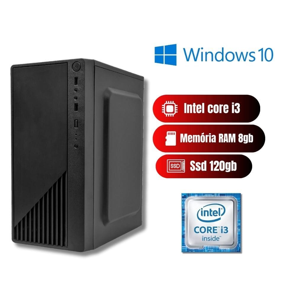 Leve e Poderoso: PC Intel core i3 com 8GB RAM e SSD 120GB