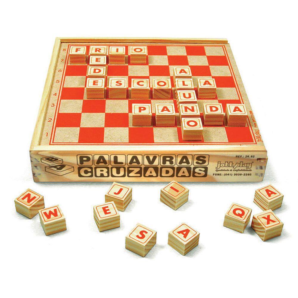 Palavras Cruzadas MDF 67 Peças Caixa Madeira 04x26x26cm