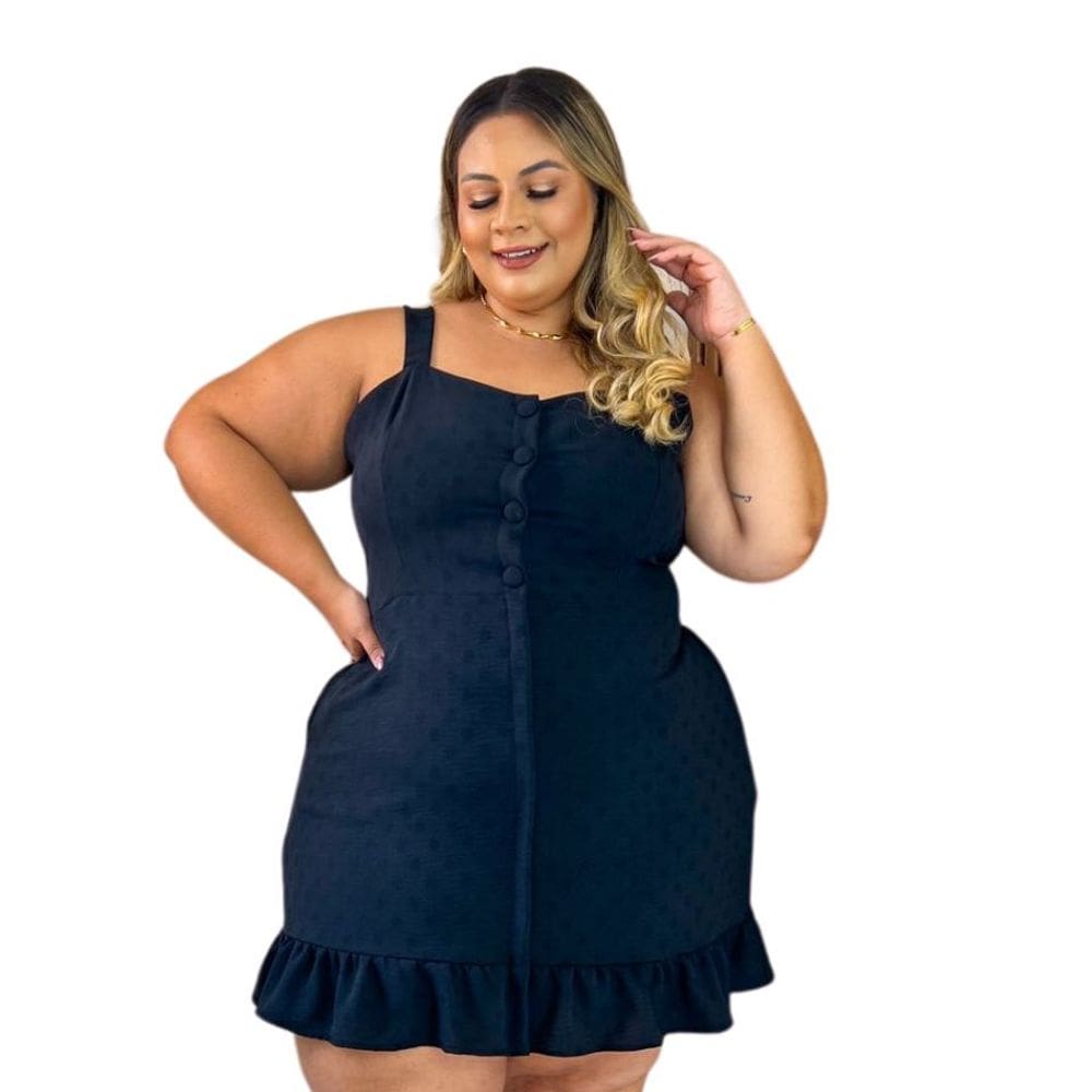 Vestido Plus Size Com botão e babado XG(G2) ou XGG(G3) 0569