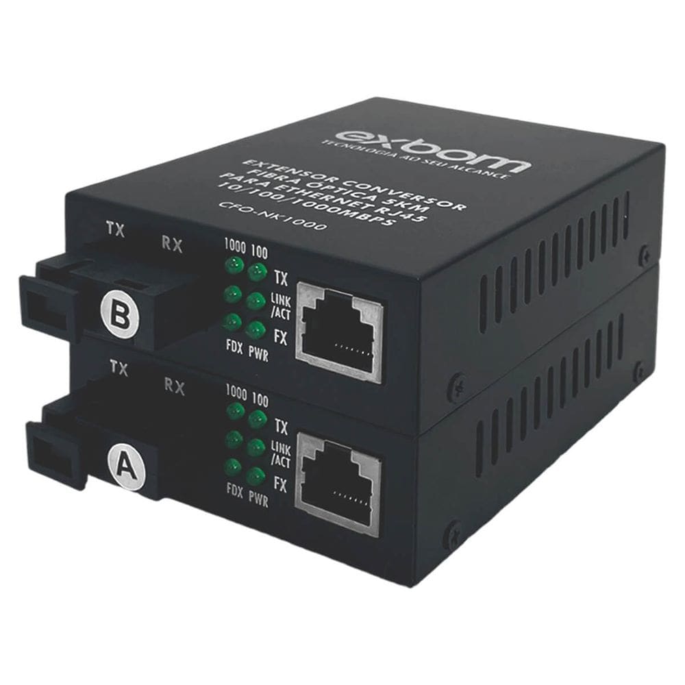 Kit Extensor Conversor de Fibra Óptica Amplificador longa distância