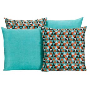 Kit 4 Capas De Almofadas Para Sofá Geométrico Azul Turquesa