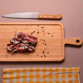Tábua de Corte em Bambu 49x23cm P/ Servir Churrasco Carne