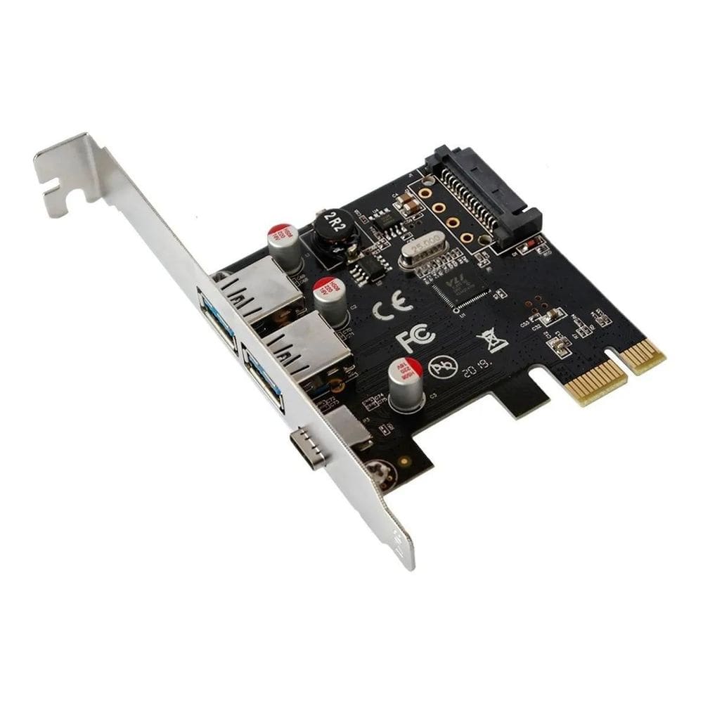 Placa Pci-E Usb 3.0 2 X Portas 5Gbps / 1 X Porta Tipo C 3.1