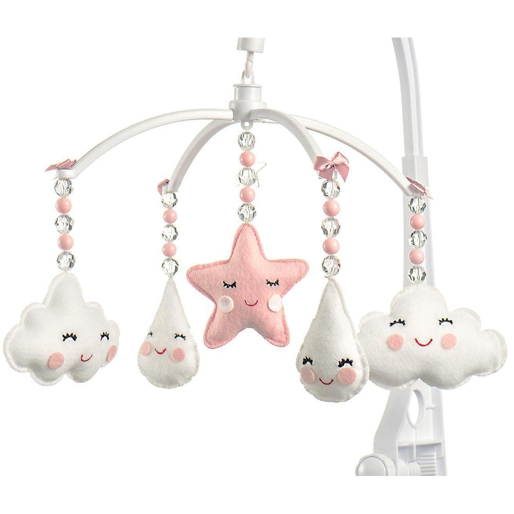 Móbile Berço Bebê Musical E Giratório Chuva De Amor Rosê