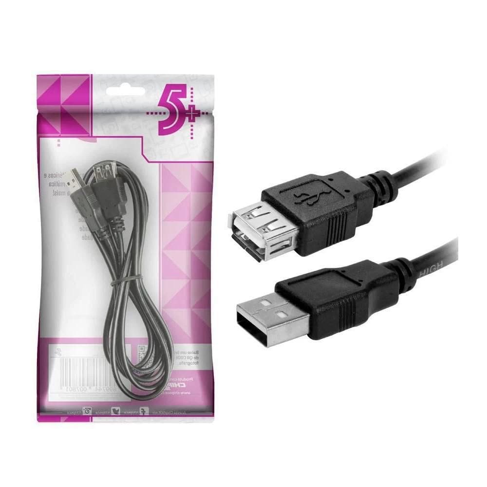 Cabo A Macho X A Femea Usb 2.0 - 1,8 M Preto 2.0 018-3277 5+