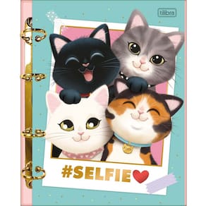 Fichário Colegial Caderno Argolado Purrfect Cats 80 Folhas Decoradas Tilibra | Gatinhos